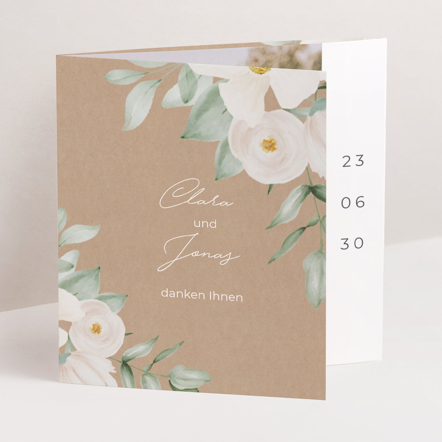 Dankeskarte Hochzeit Asymmetrisches Triptychon Romantik II foto N° 1