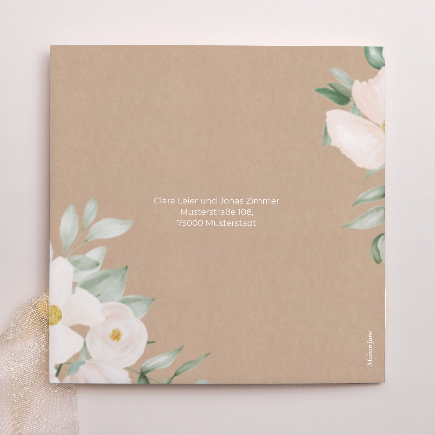 Hochzeitseinladung Quadratische Hülle, 3 Karten, Etikett Romantik II foto N° 4