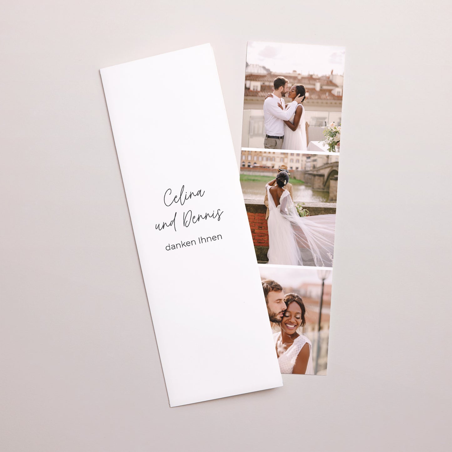 Dankeskarte Hochzeit Fotoautomaten Lesezeichen Blumen Pop II foto N° 1