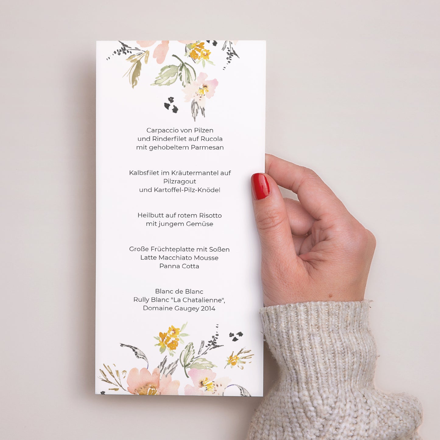 Menükarte Hochzeit Panoramatisches Porträt Blumen Pop II foto N° 3