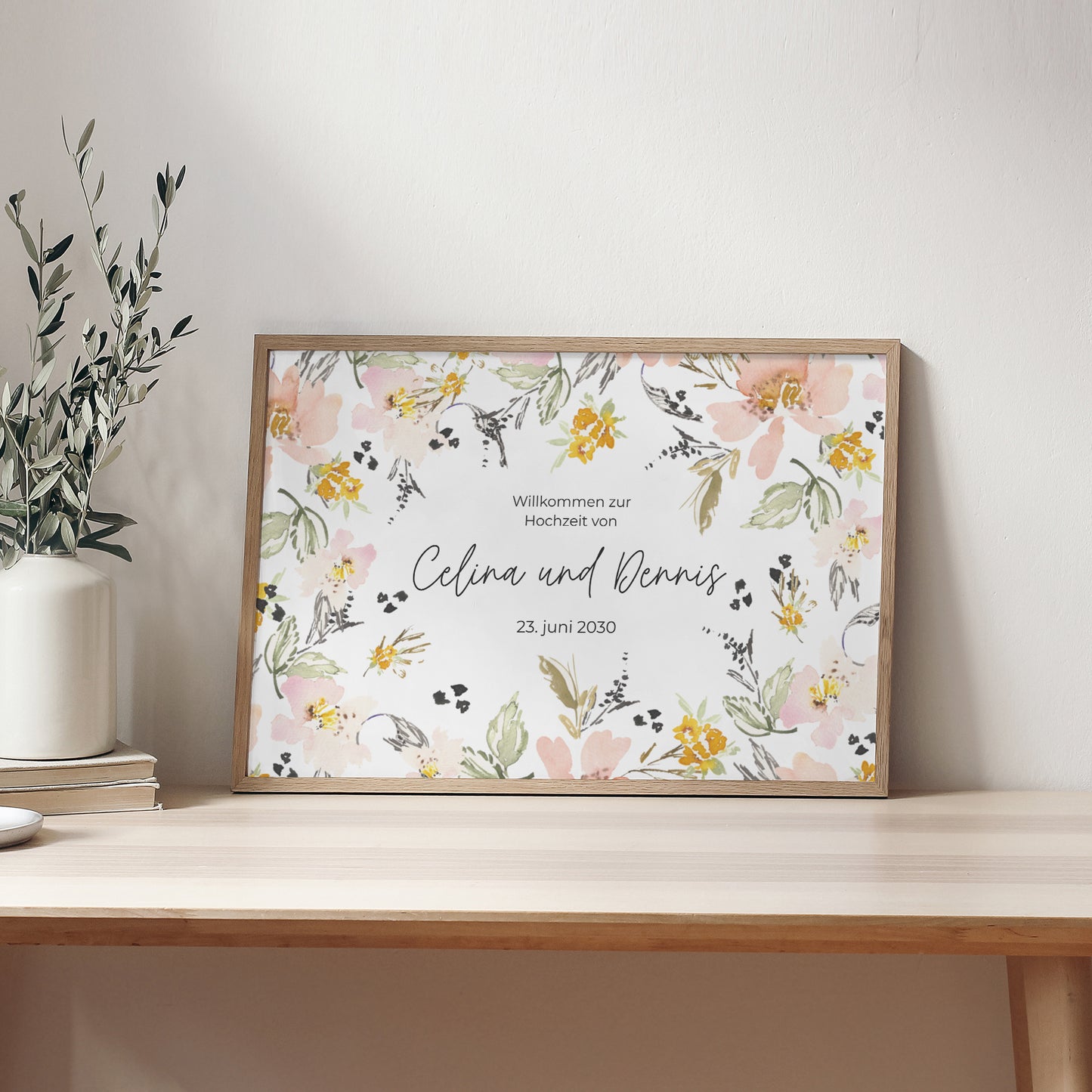 Begrüßungstafel Hochzeit Landschaft 90 x 60 cm Blumen Pop II foto N° 2