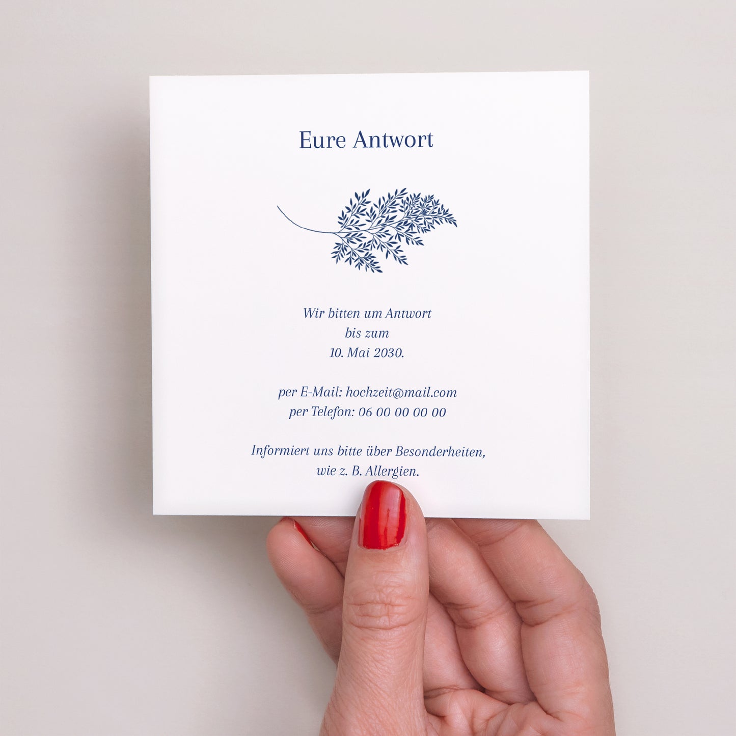 Antwortkarte Hochzeit Quadrat Cyanotypie foto N° 3