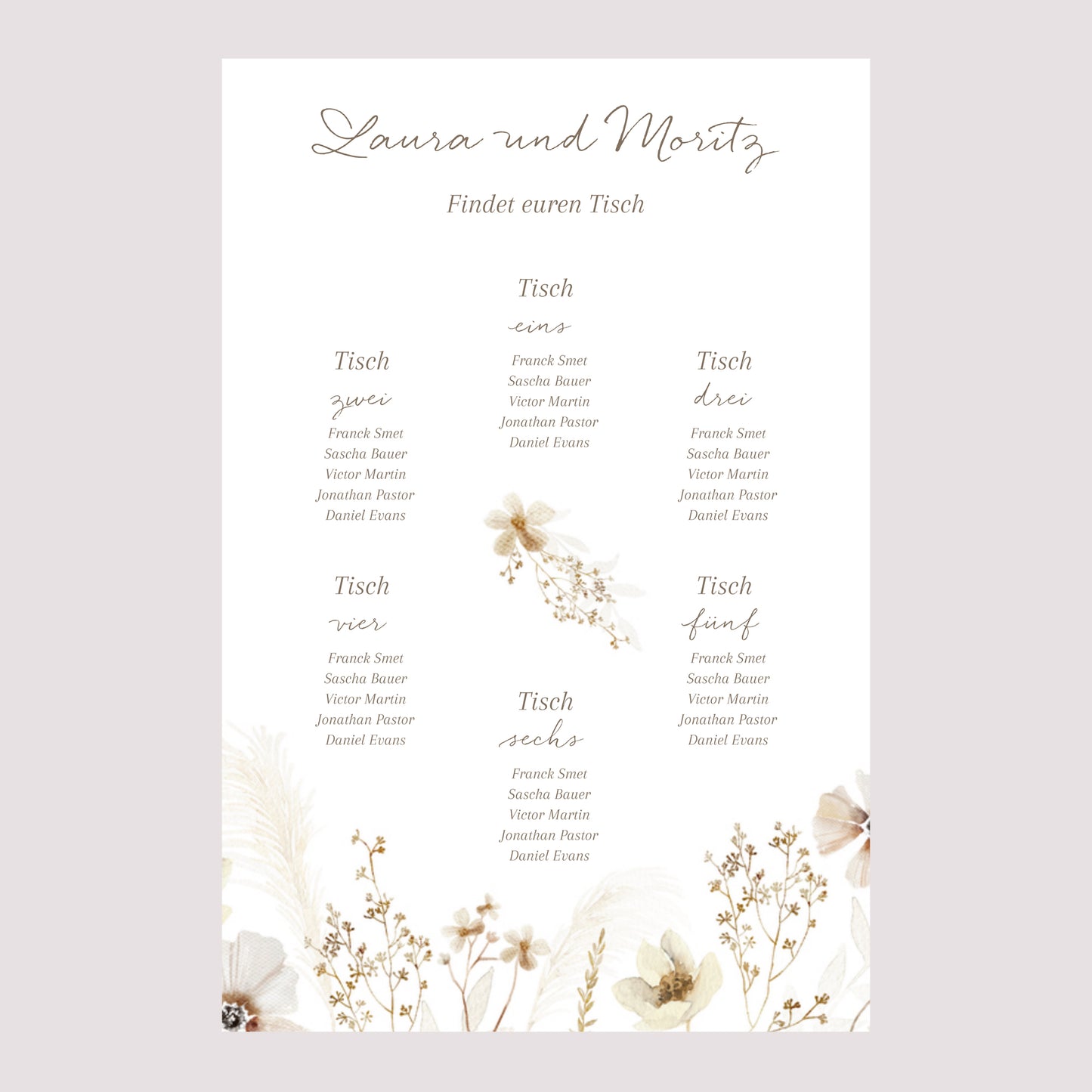 Sitzplan Hochzeit Porträt Kamelie foto N° 2