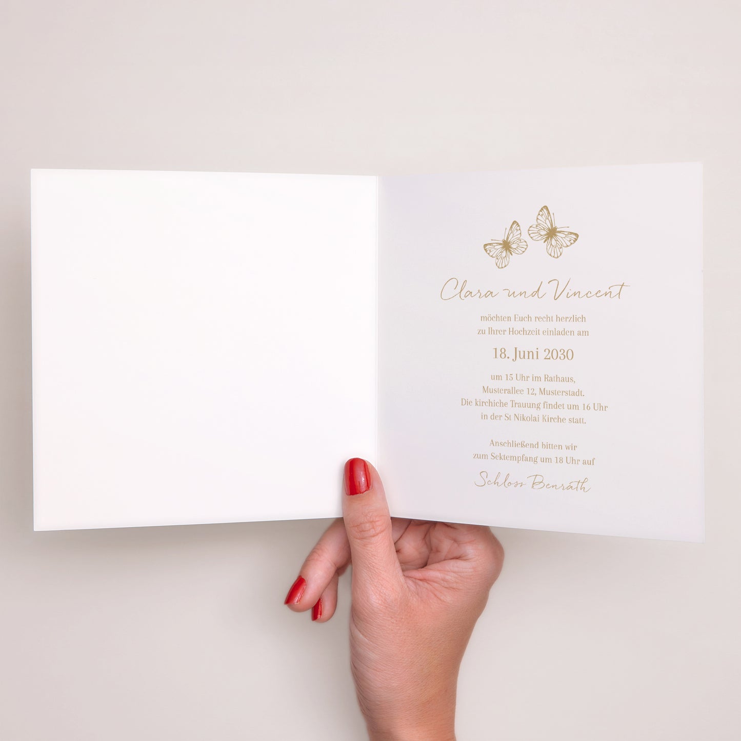 Hochzeitseinladung Doppelflügelfenster Goldenes Herbarium foto N° 2