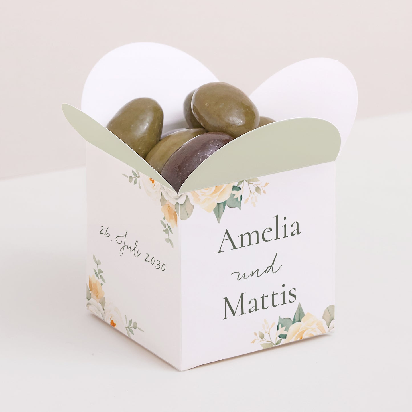 Geschenkbox Hochzeit Schmetterlingsöffnung Romantischer Blumenstrauß foto N° 1