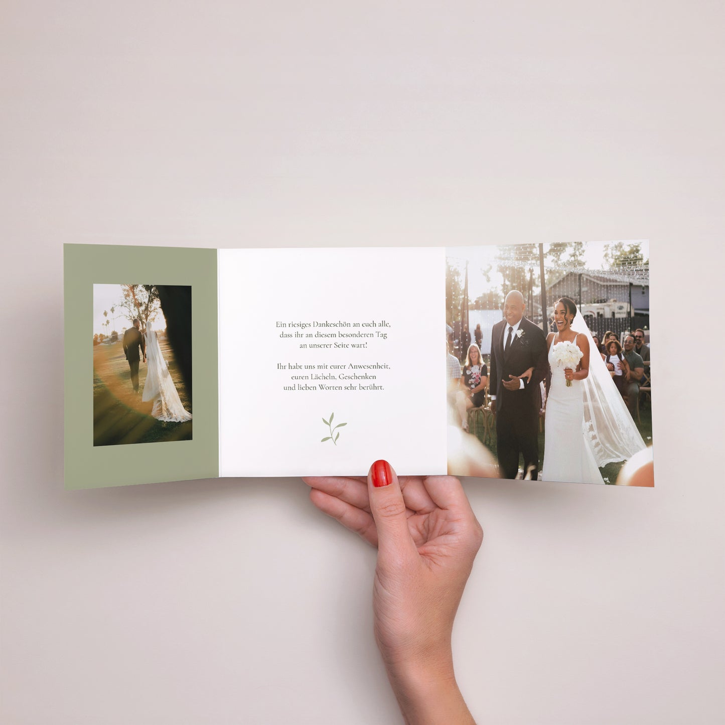 Dankeskarte Hochzeit Asymmetrisches Triptychon Romantischer Zweig III foto N° 2