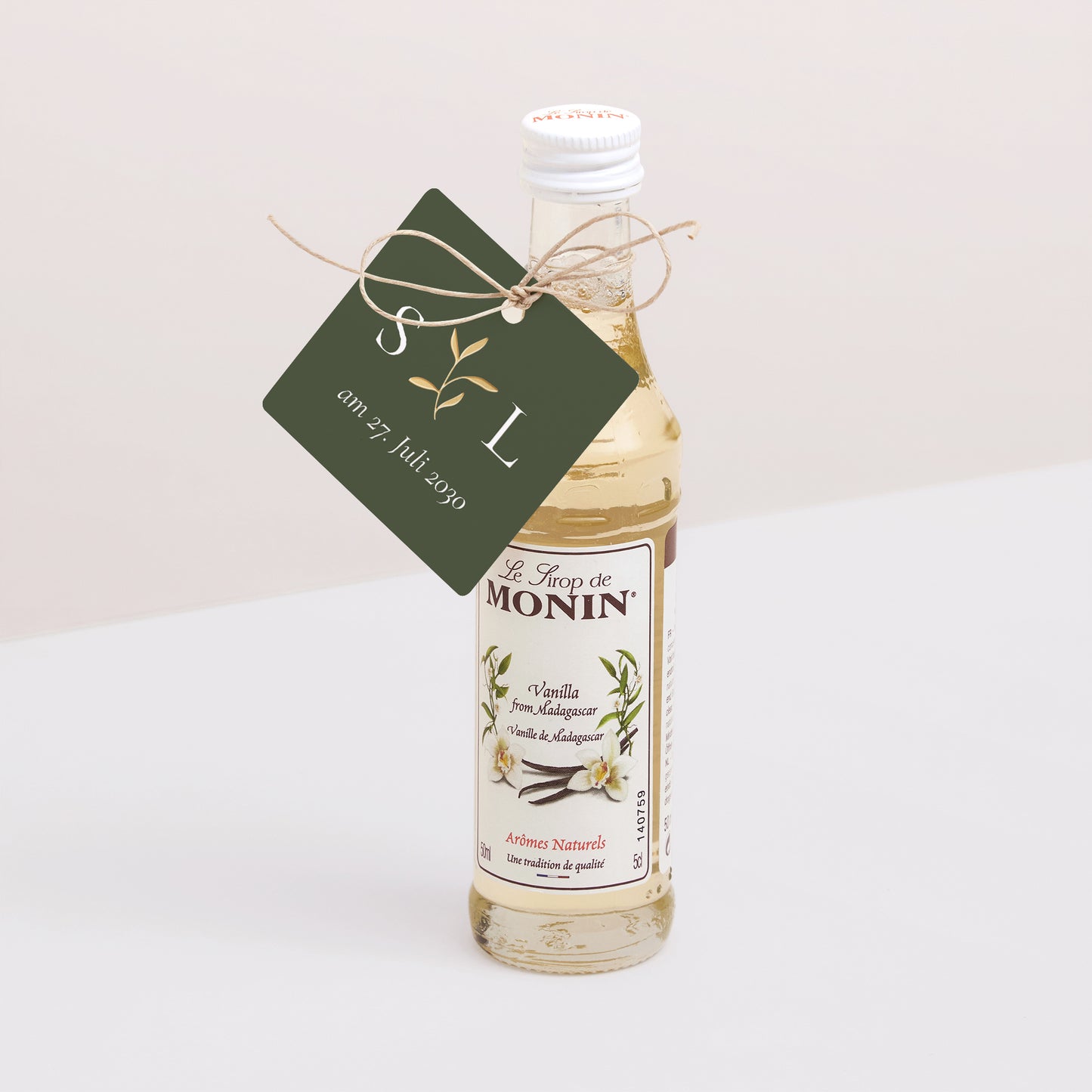 Vorgelochtes Etikett Hochzeit quadratisch Romantischer Zweig III foto N° 3