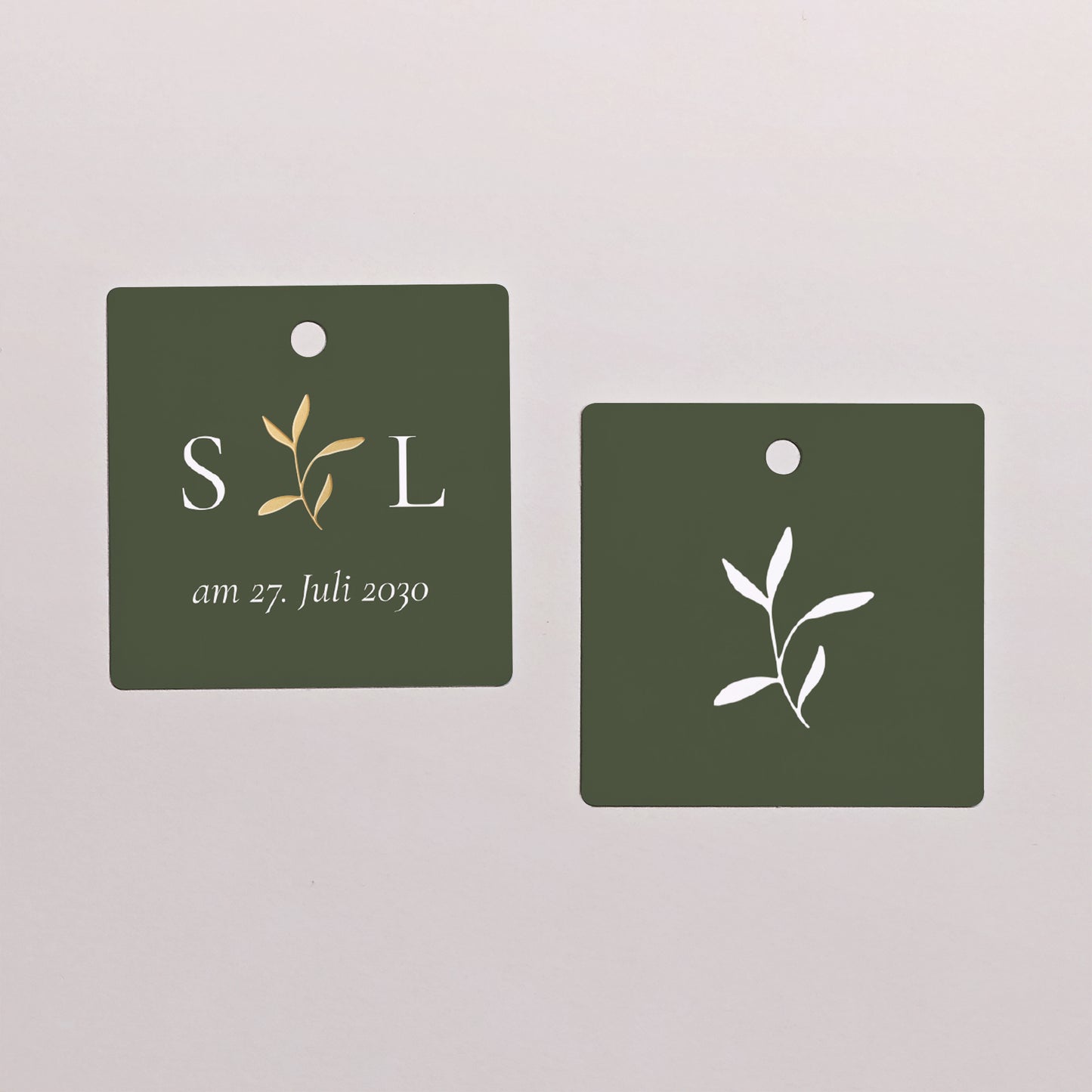 Geschenkbox Hochzeit Kugel mit quadratischem Etikett Romantischer Zweig III foto N° 3