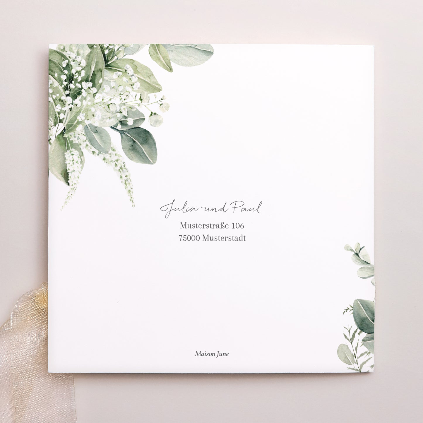 Hochzeitseinladung Quadratische Hülle, 3 Karten, Etikett Natürlich Romantisch foto N° 4