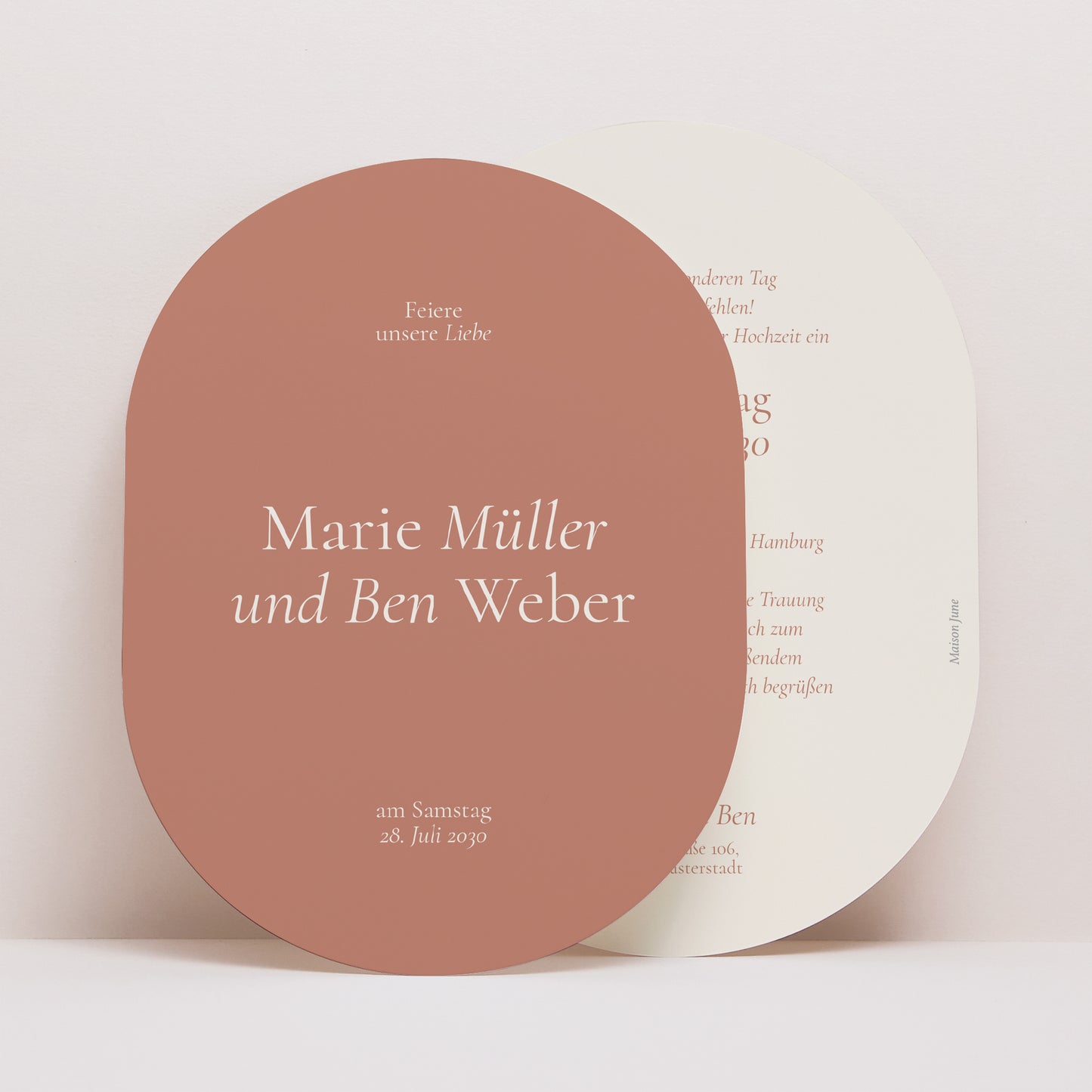 Einladungskarte Hochzeit oval Elegante Typografie II foto N° 1