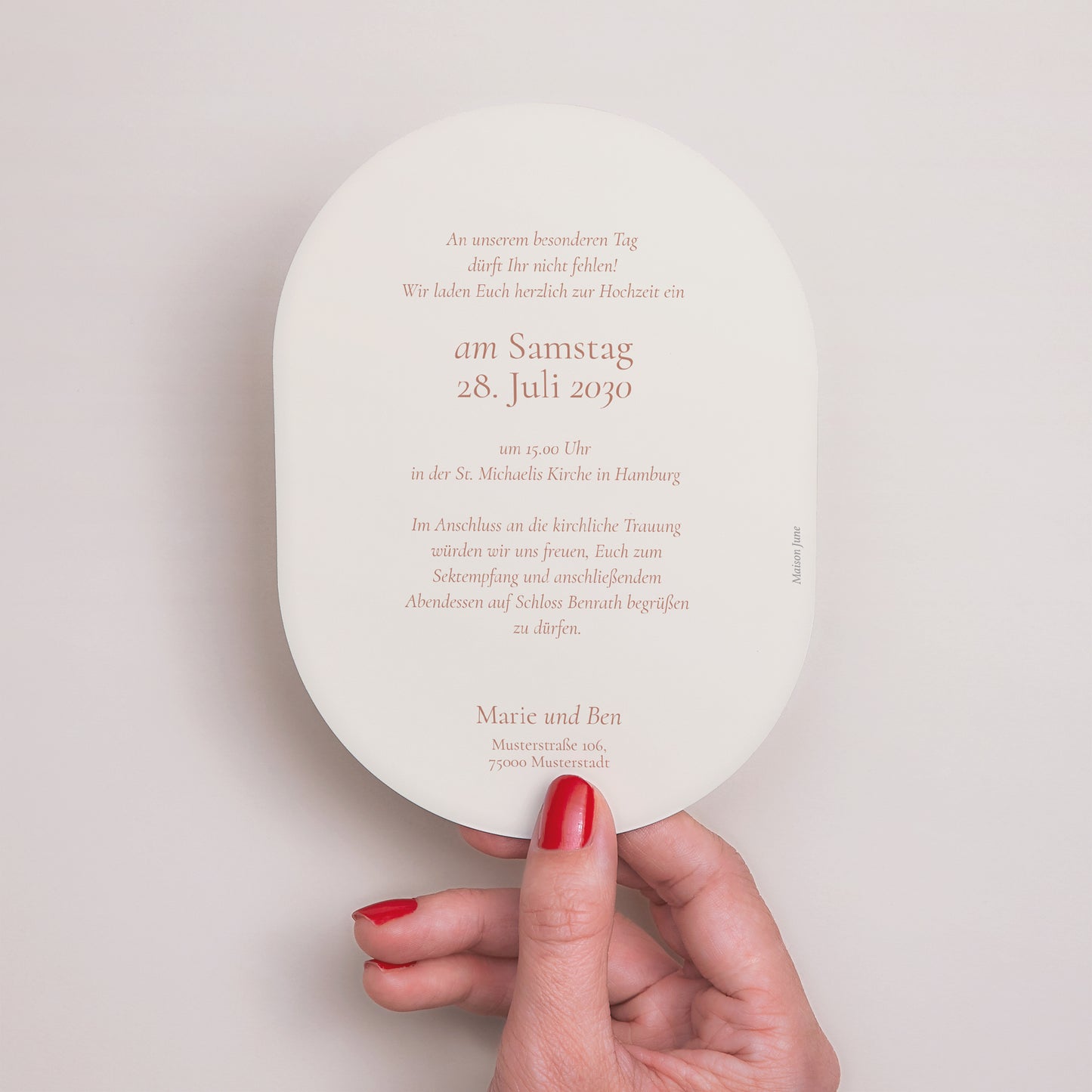 Hochzeitseinladung oval Elegante Typografie II foto N° 3