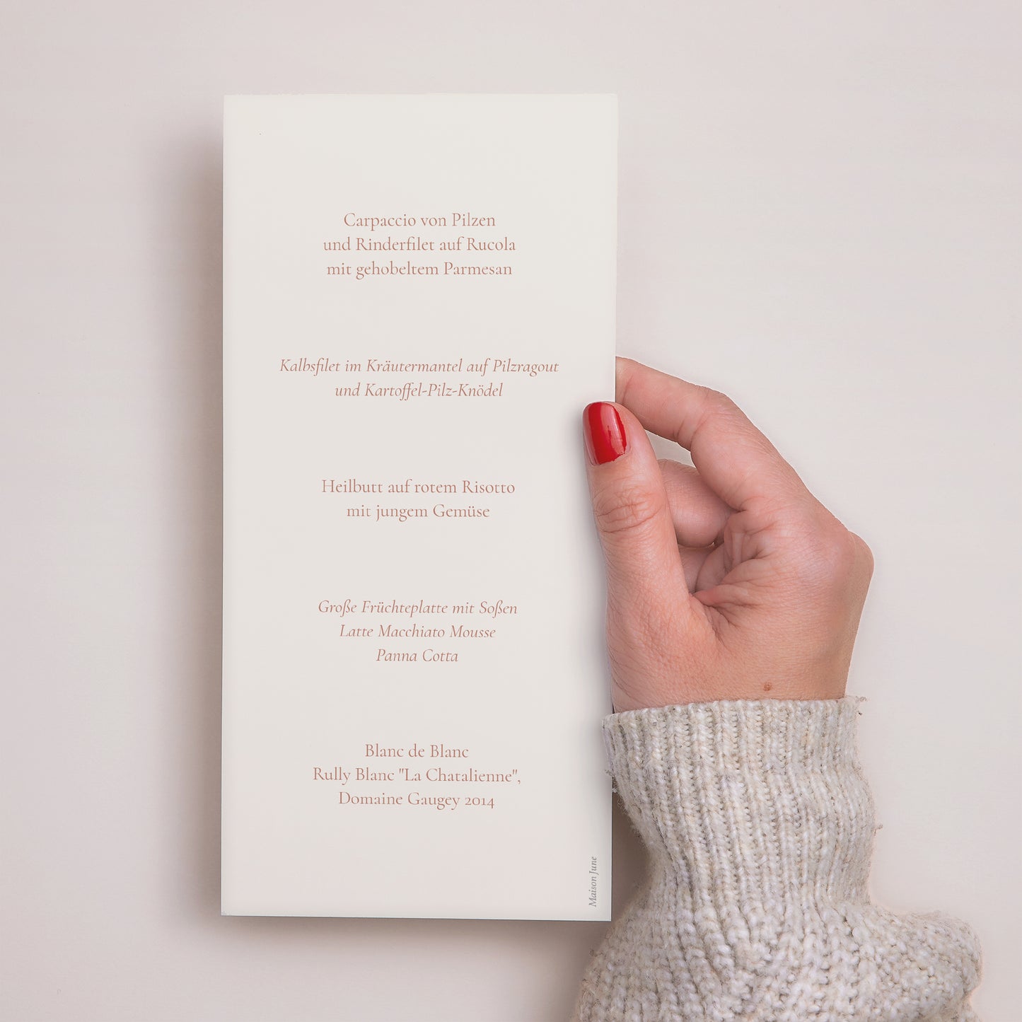 Menükarte Hochzeit Panoramatisches Porträt Elegante Typografie II foto N° 3