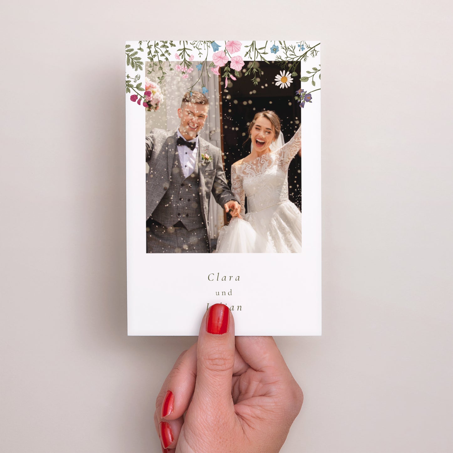 Dankeskarte Hochzeit PortraitPorträt Vintage Krone foto N° 2