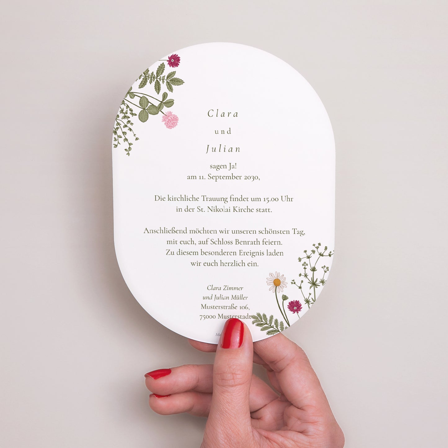 Hochzeitseinladung oval Vintage Krone foto N° 3