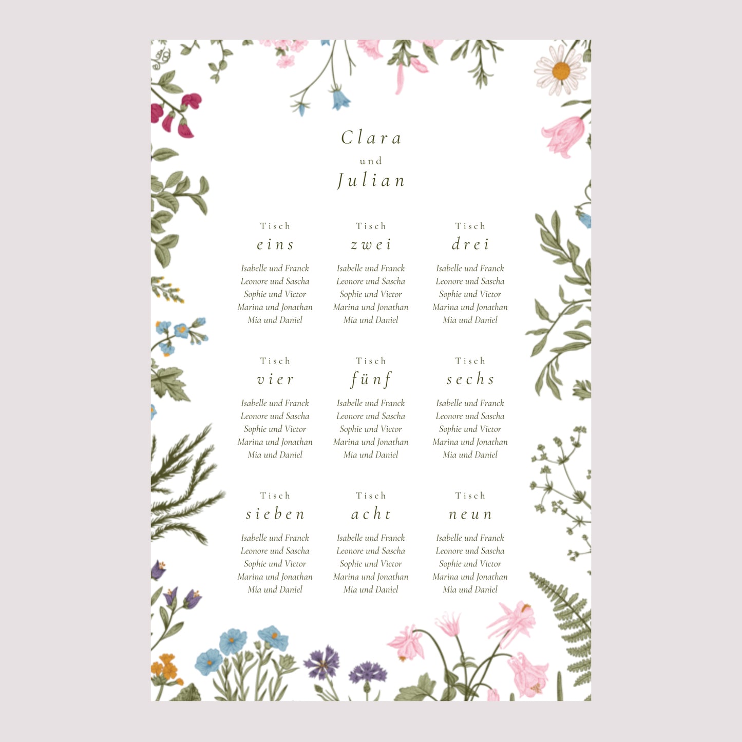 Sitzplan Hochzeit Porträt 60 x 90 cm Vintage Krone foto N° 2