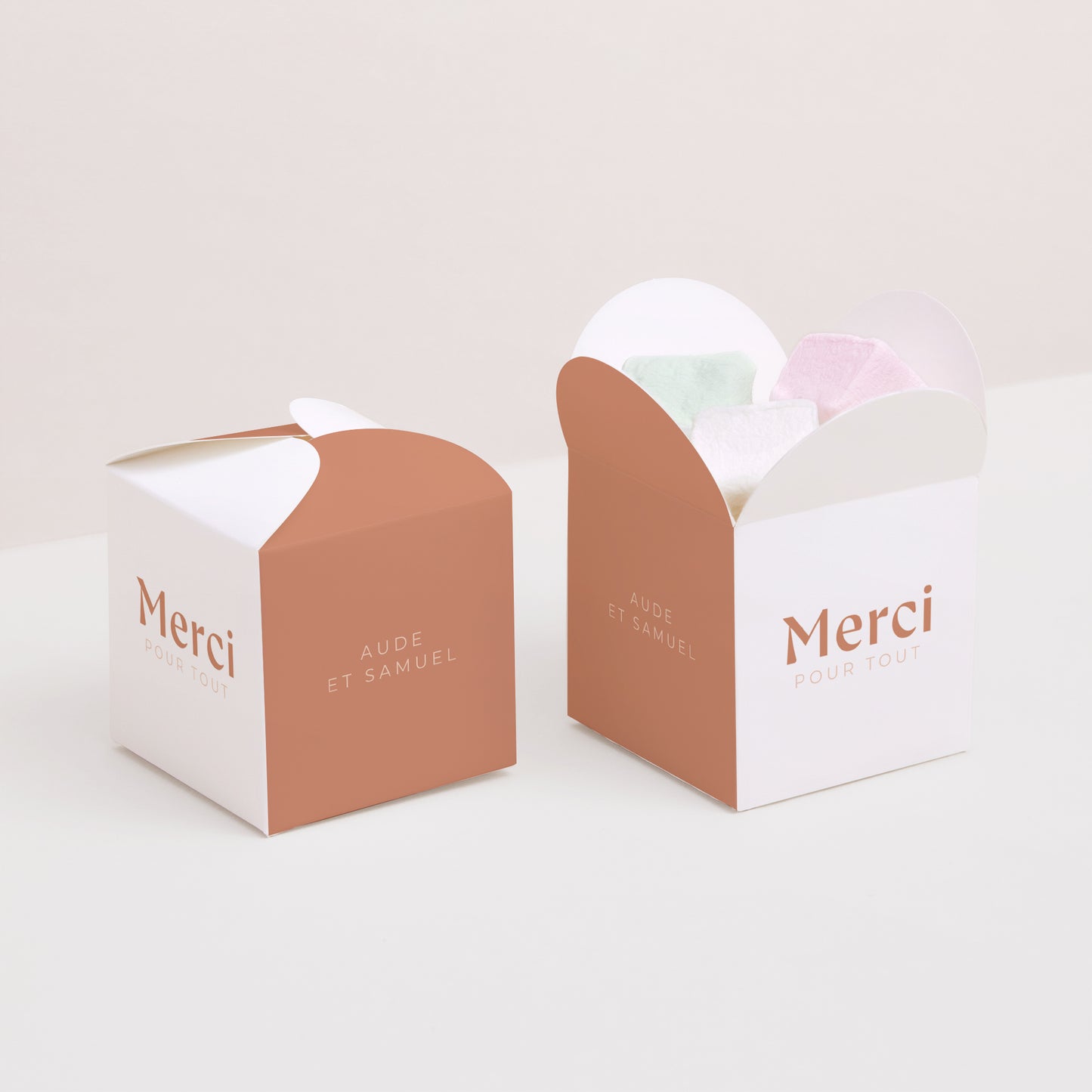Geschenkbox Hochzeit Schmetterlingsöffnung Typo terracotta foto N° 2