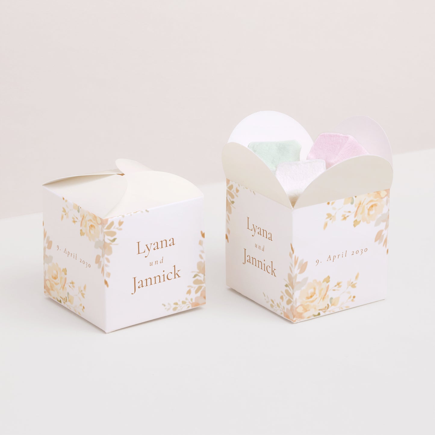 Geschenkbox Hochzeit Schmetterlingsöffnung Blumiges Täschchen foto N° 2