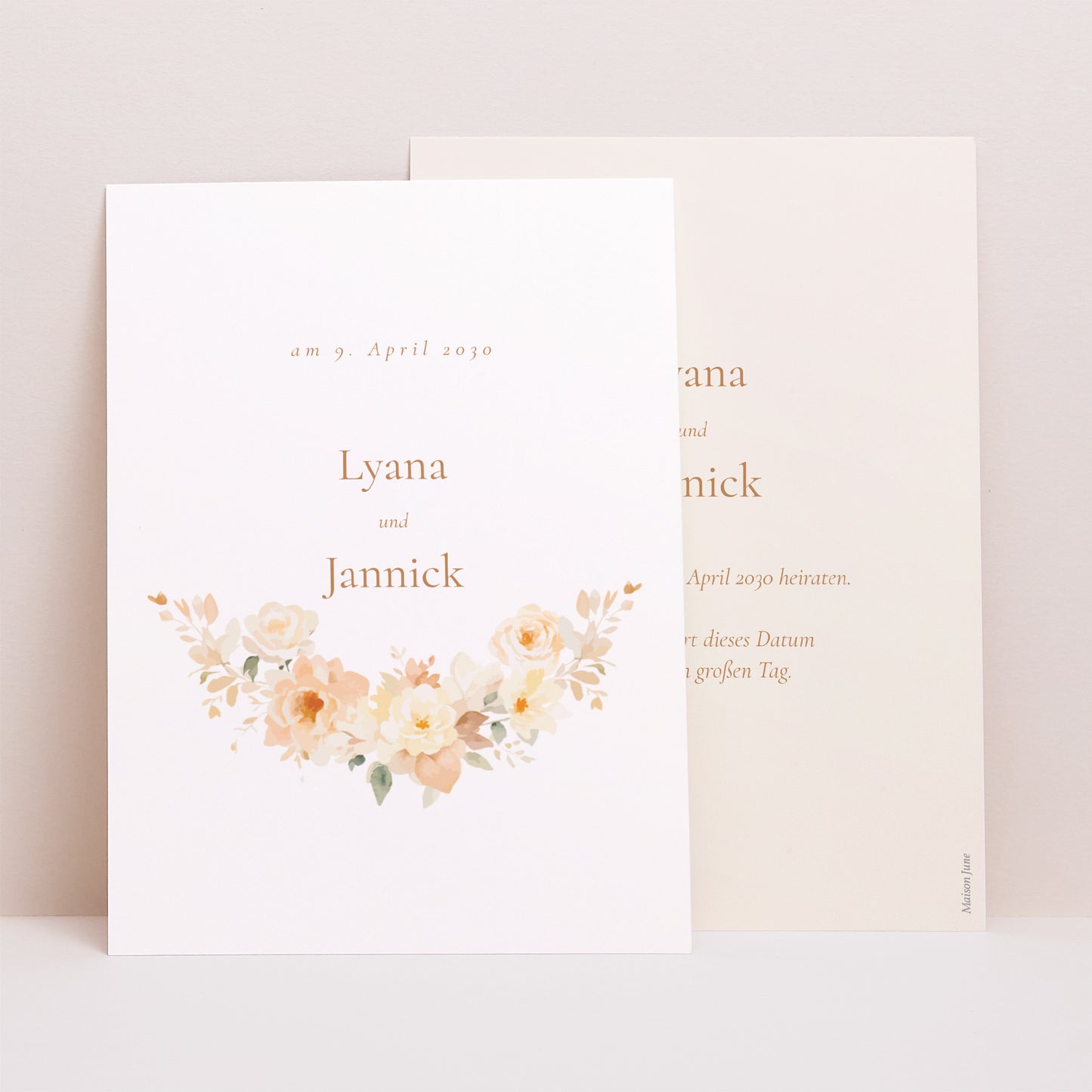 Save the date Karte Hochzeit Porträt Blumiges Täschchen foto N° 1
