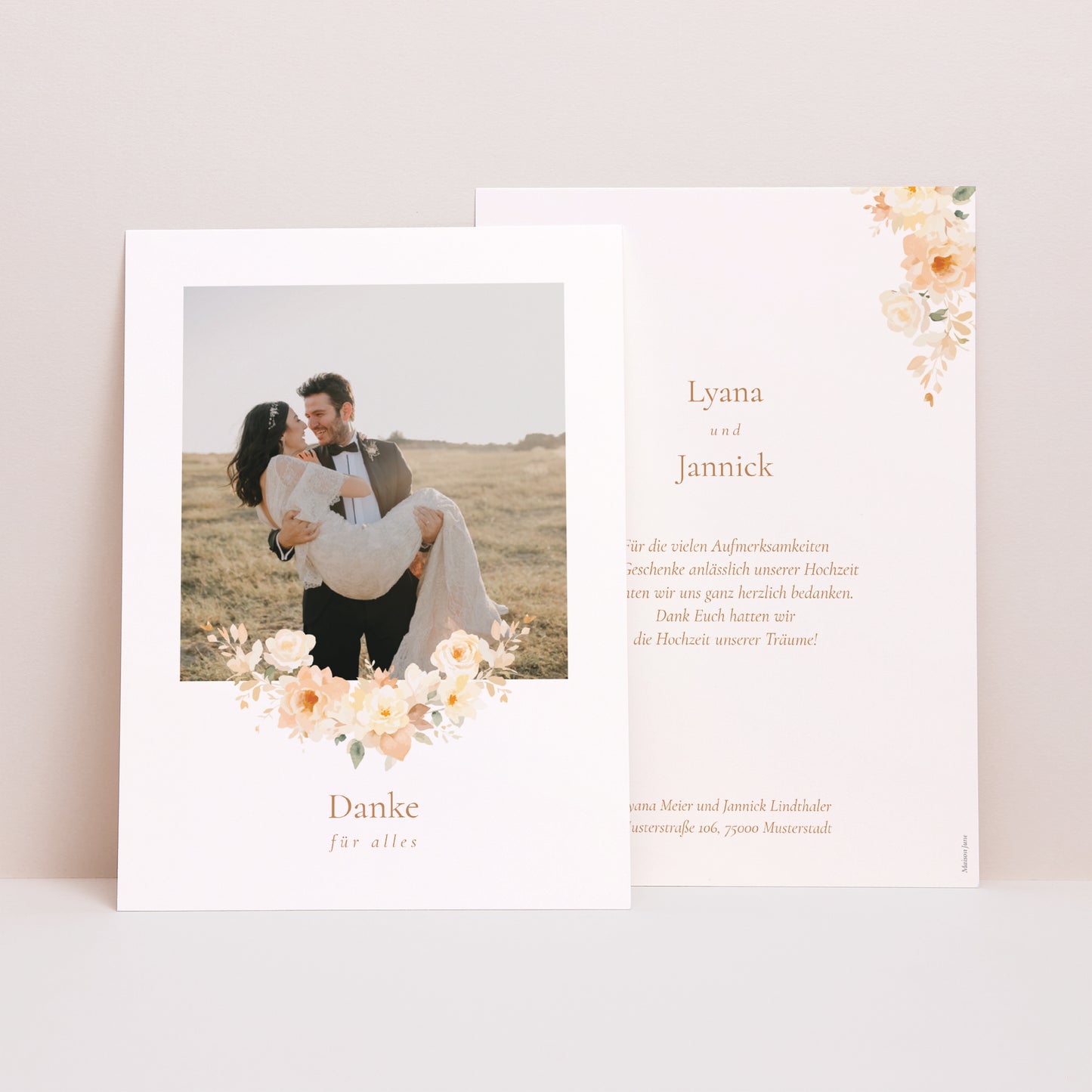 Dankeskarte Hochzeit Blumiges Täschchen foto N° 1