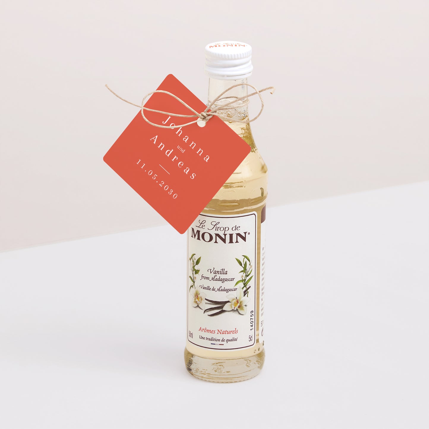 Vorgelochtes Etikett Hochzeit quadratisch Karneol foto N° 3