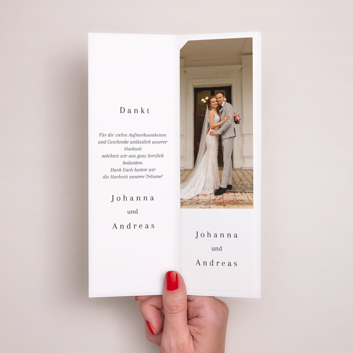 Dankeskarte Hochzeit Fotoautomaten Lesezeichen Karneol foto N° 2