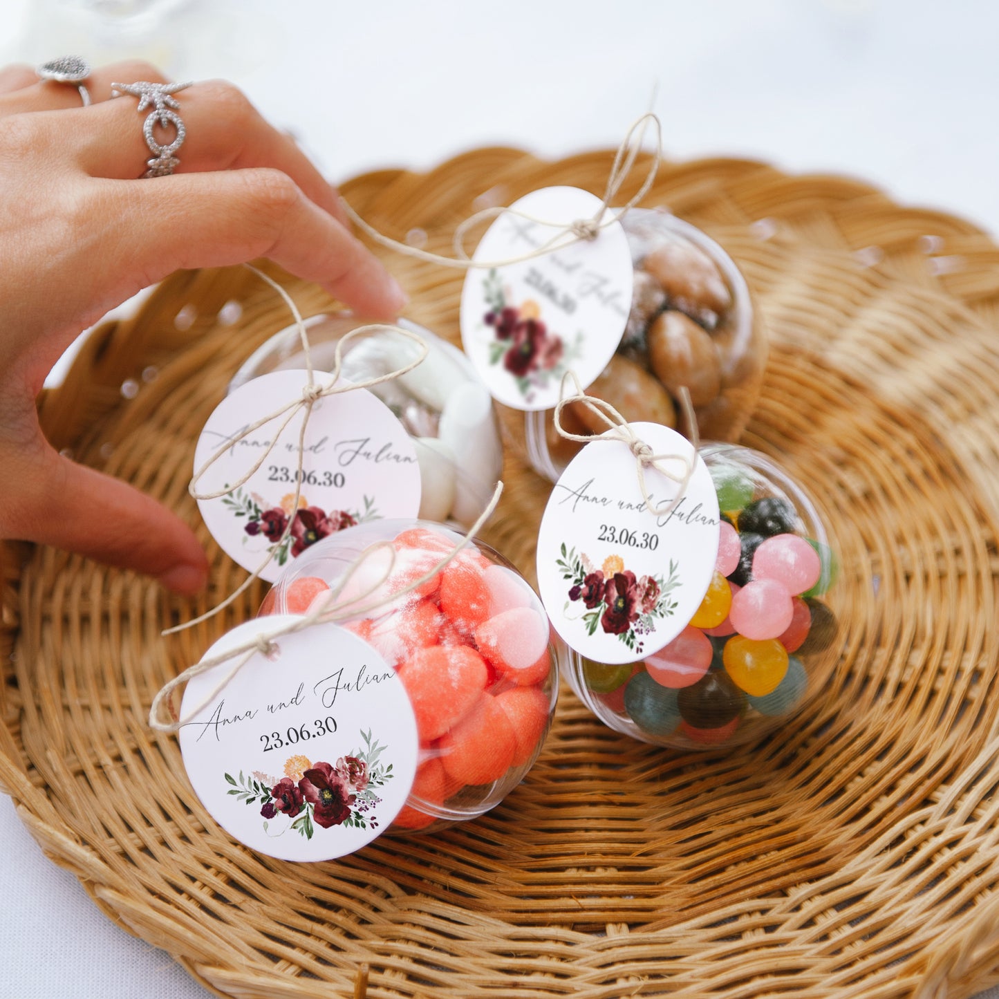 Geschenkbox Hochzeit Kugel mit runder Etikette Caudélie foto N° 2