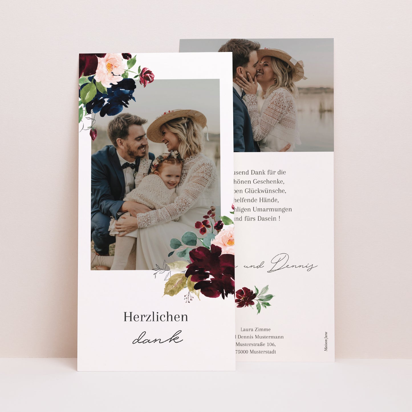 Dankeskarte Hochzeit Panoramatisches Porträt foto N° 1