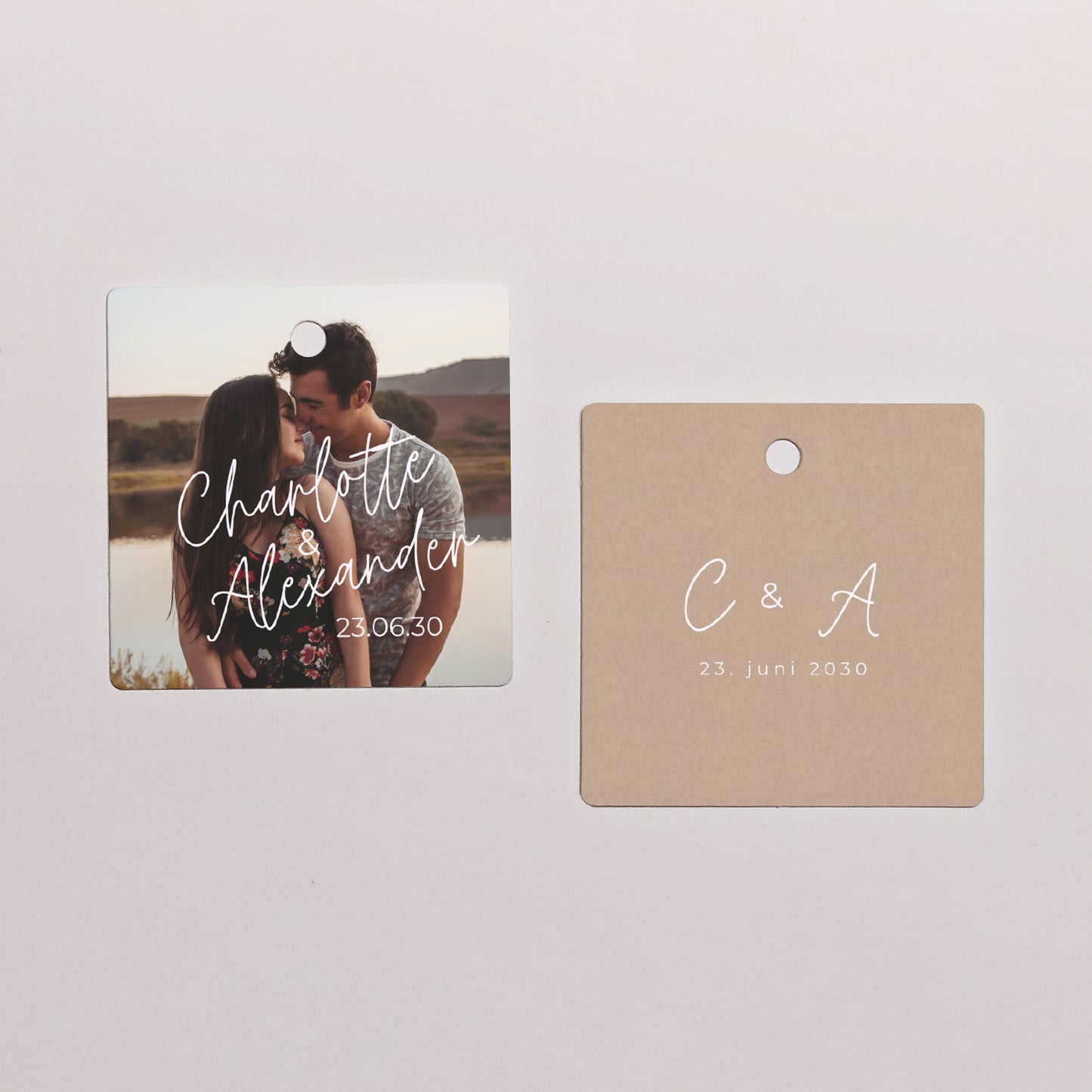 Geschenkbox Hochzeit Kugel mit quadratischem Etikett für immer foto N° 3