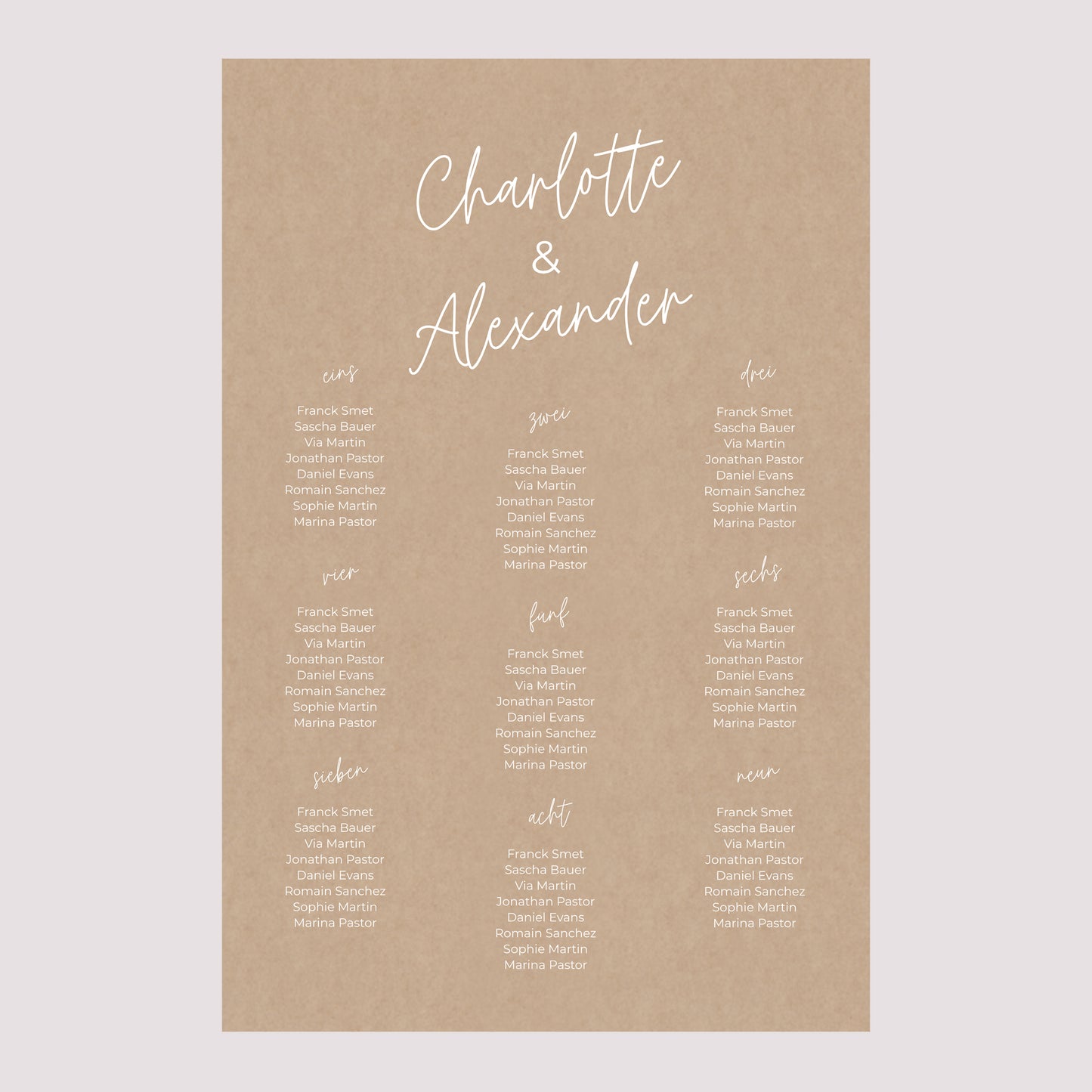 Sitzplan Hochzeit Porträt 60 x 90 cm für immer foto N° 2