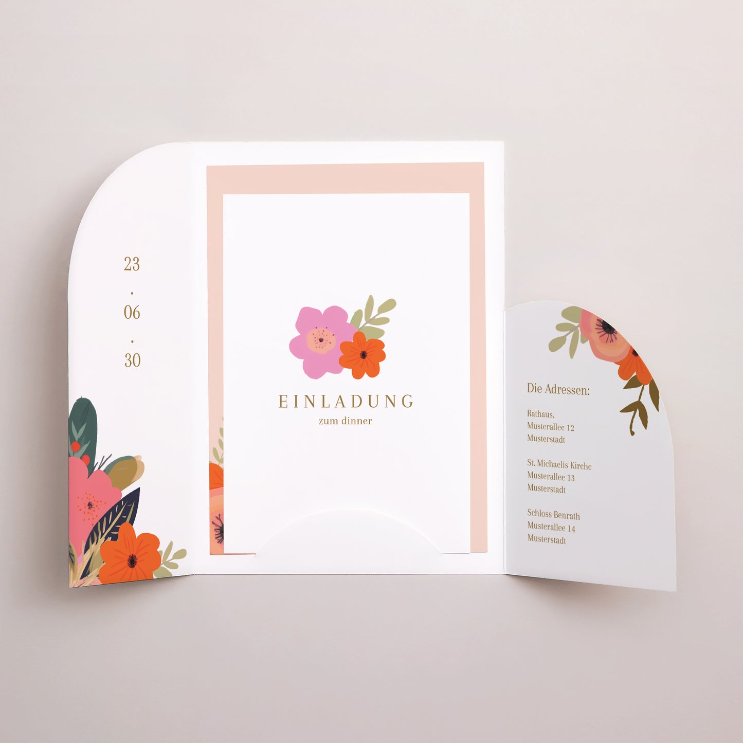 Hochzeitseinladung Hülle für 2 Karten Reigen von Blumen foto N° 3