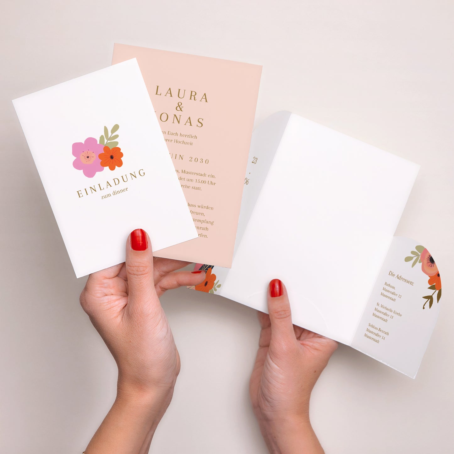 Hochzeitseinladung Hülle für 2 Karten Reigen von Blumen foto N° 4