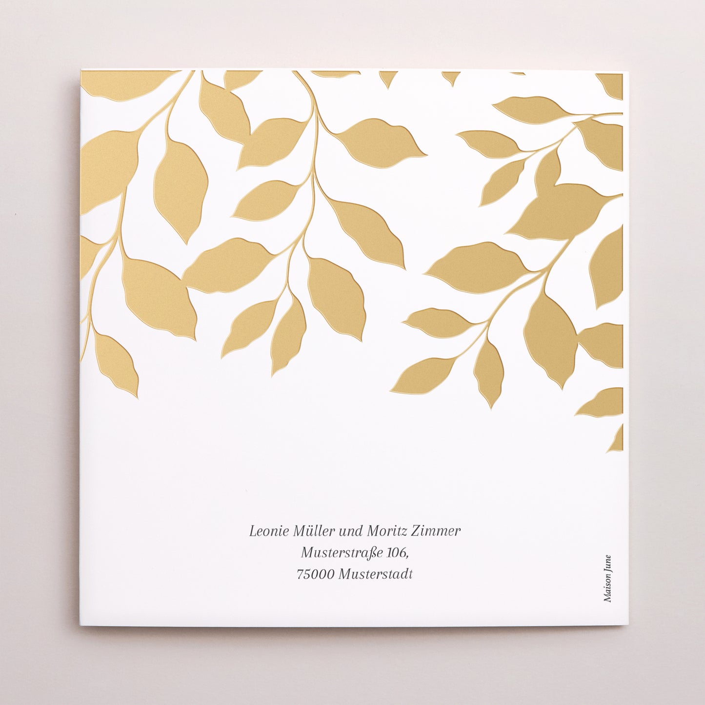 Hochzeitseinladung Schallplattenhülle goldenes Laub foto N° 3