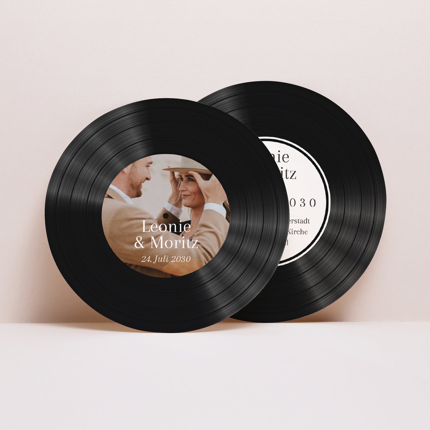 Hochzeitseinladung Schallplattenhülle goldenes Laub foto N° 4