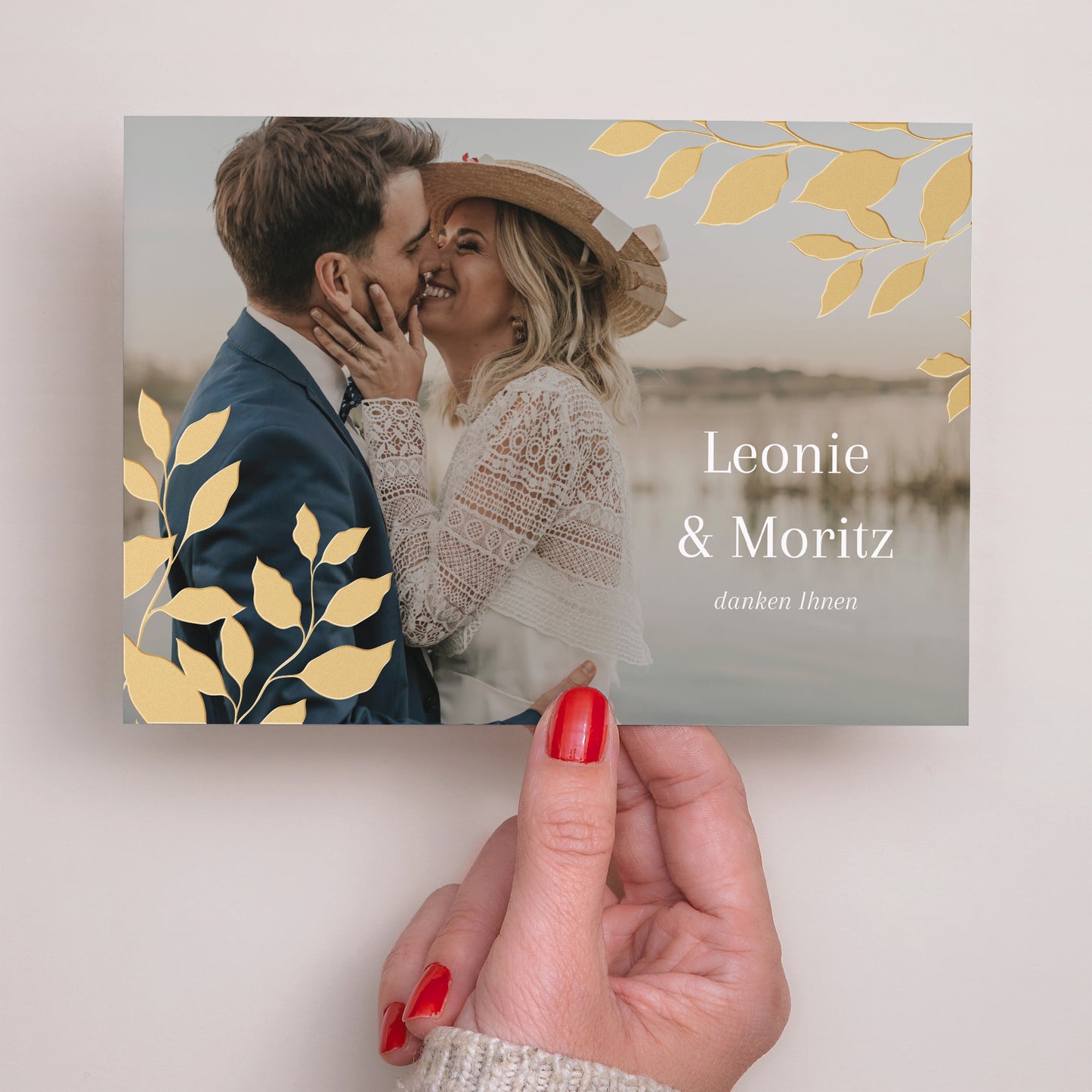 Dankeskarte Hochzeit Landschaft goldenes Laub foto N° 3