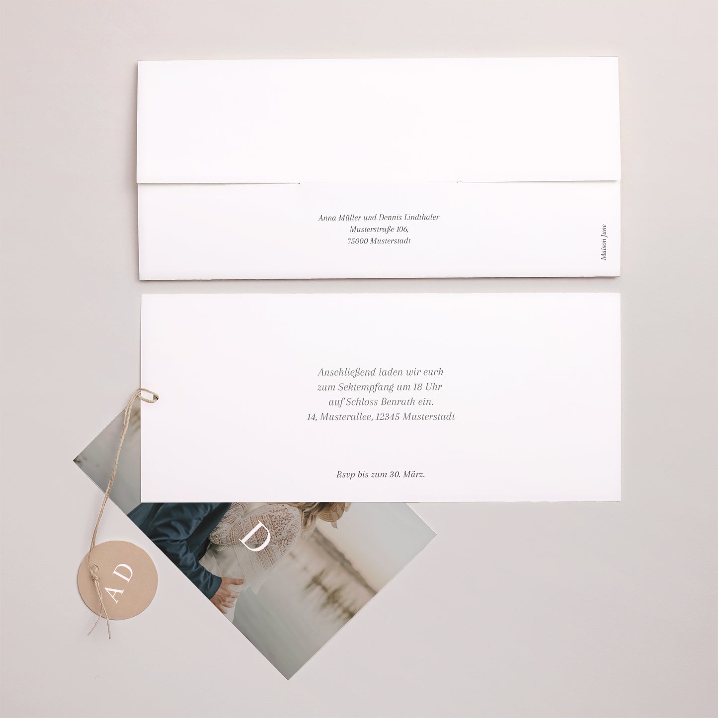 Hochzeitseinladung Mappe 2 Karten, Etikett Ja zum Leben foto N° 4