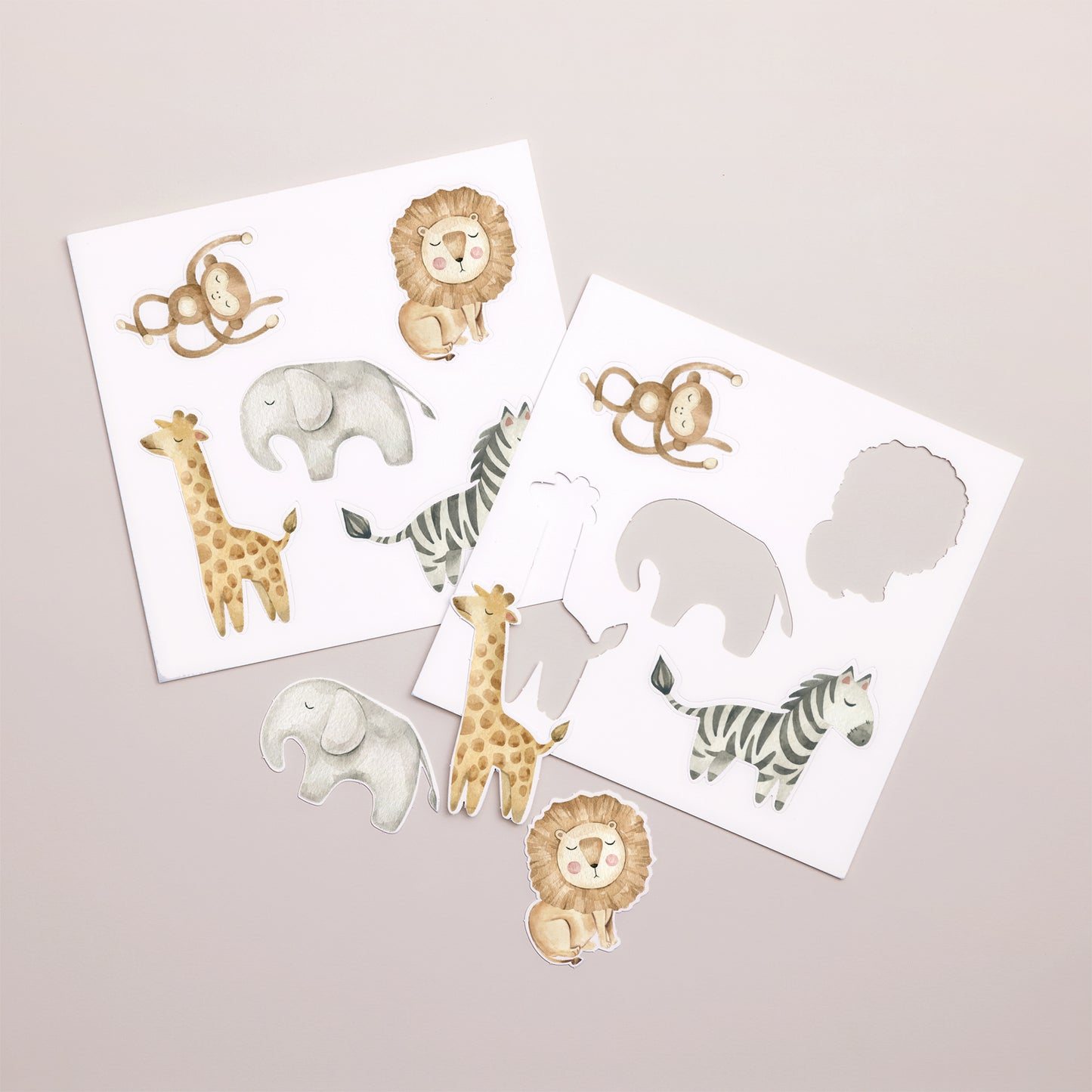 Einladungskarte Geburt Doppelter quadratischer Faltflyer, Tiere zum Aufkleben foto N° 4