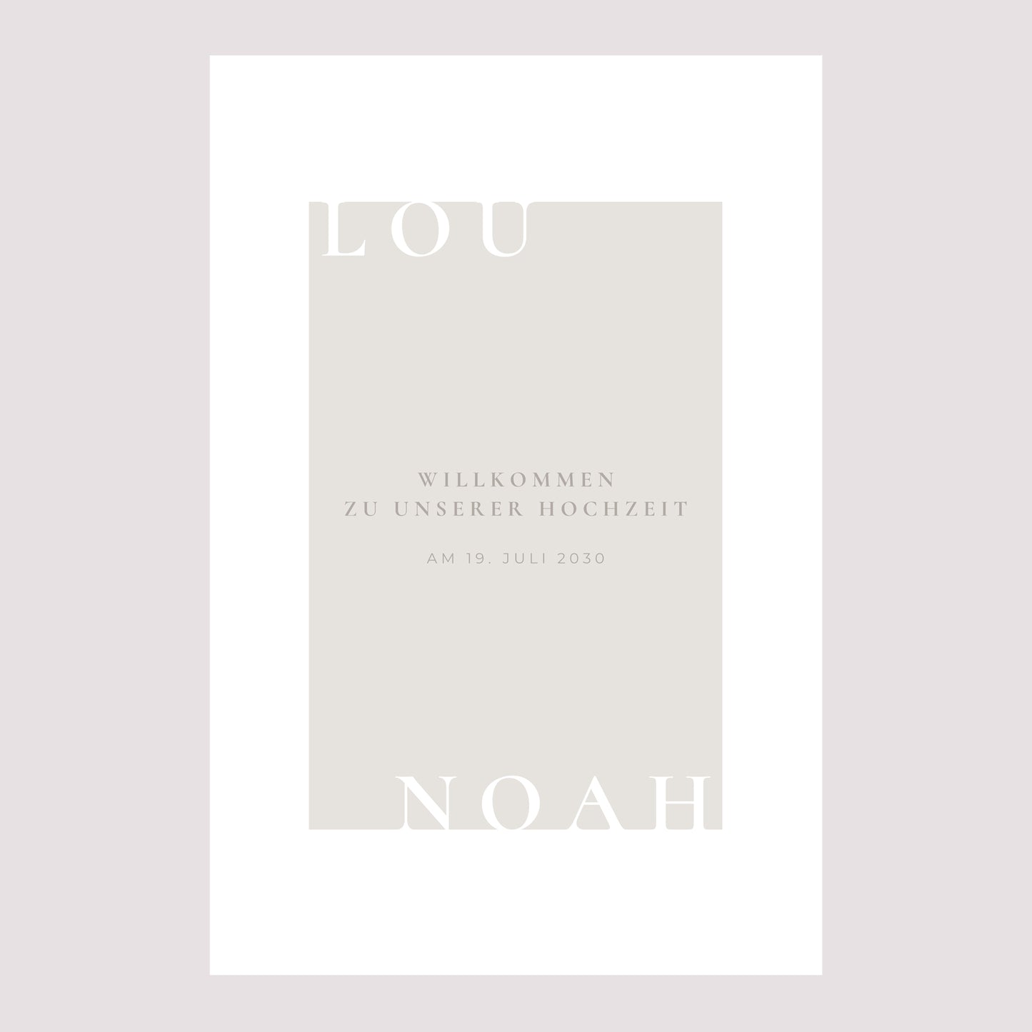 Begrüßungstafel Hochzeit Porträt 60 x 90 cm Typo und Beige foto N° 2