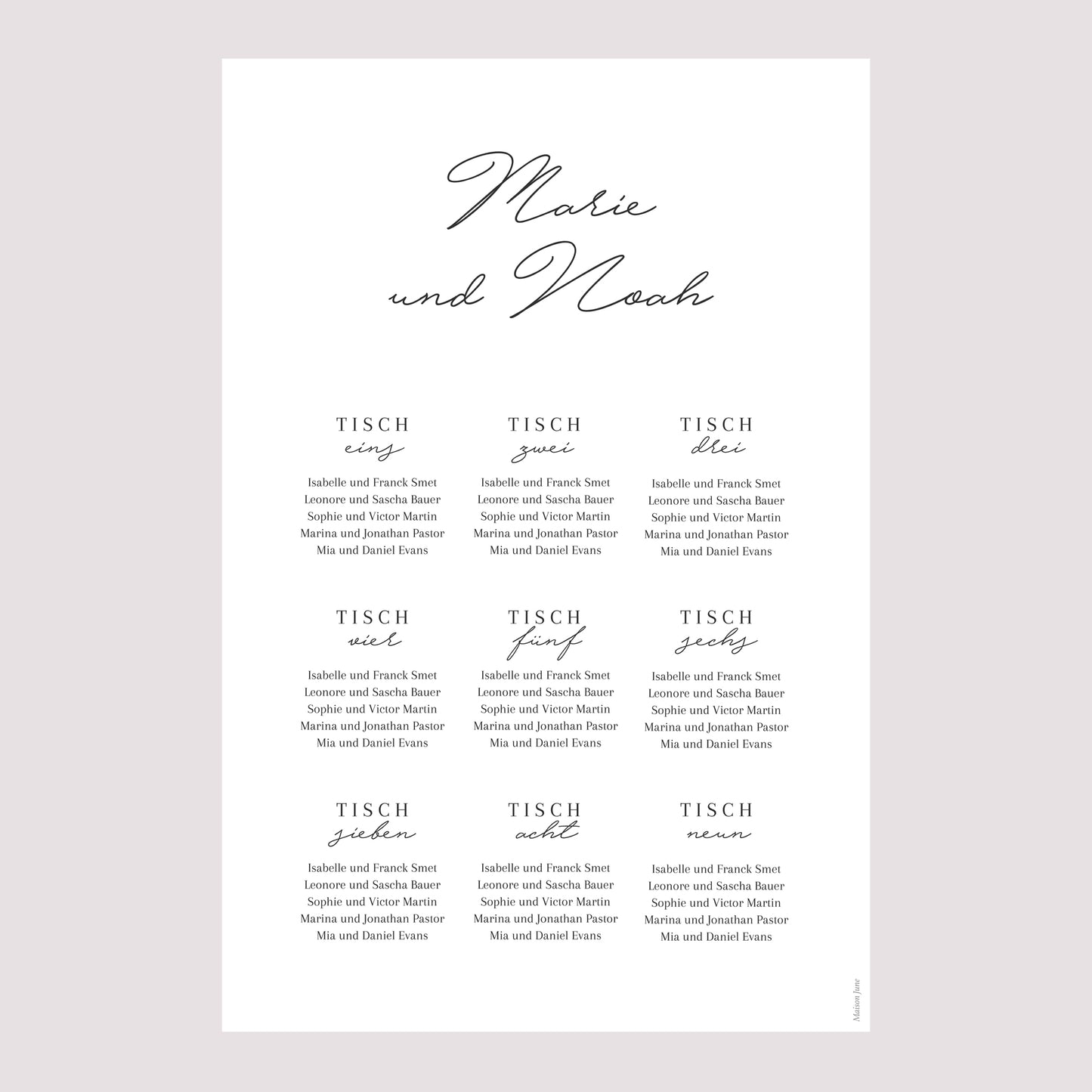 Sitzplan Hochzeit Porträt Goldene Krone Gypsophila foto N° 2