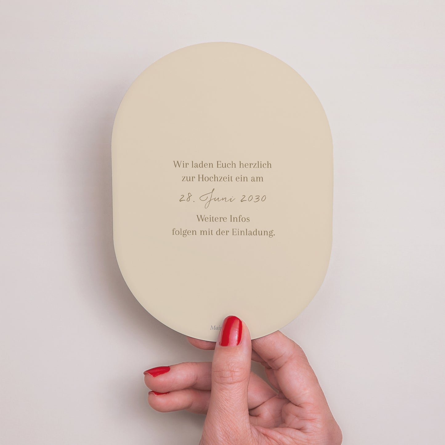 Save the date Karte Hochzeit oval Elegante Gipskraut foto N° 3