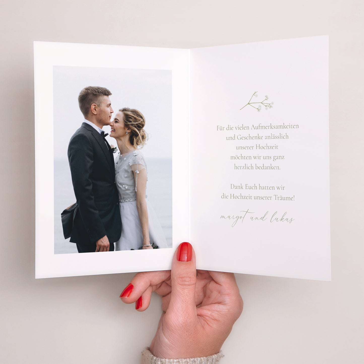 Dankeskarte Hochzeit Doppelflügelporträt Es ist Sommer! foto N° 2