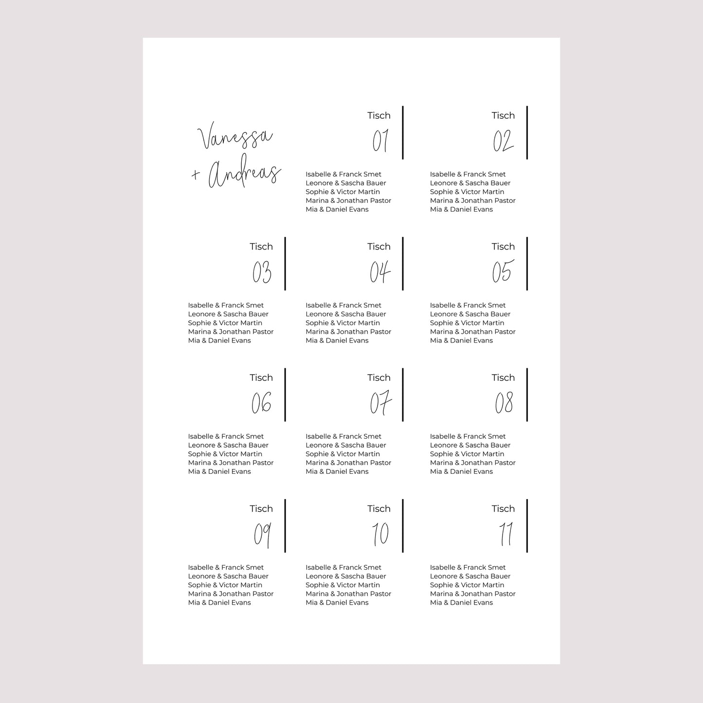 Sitzplan Hochzeit Porträt Foto + Typo foto N° 2