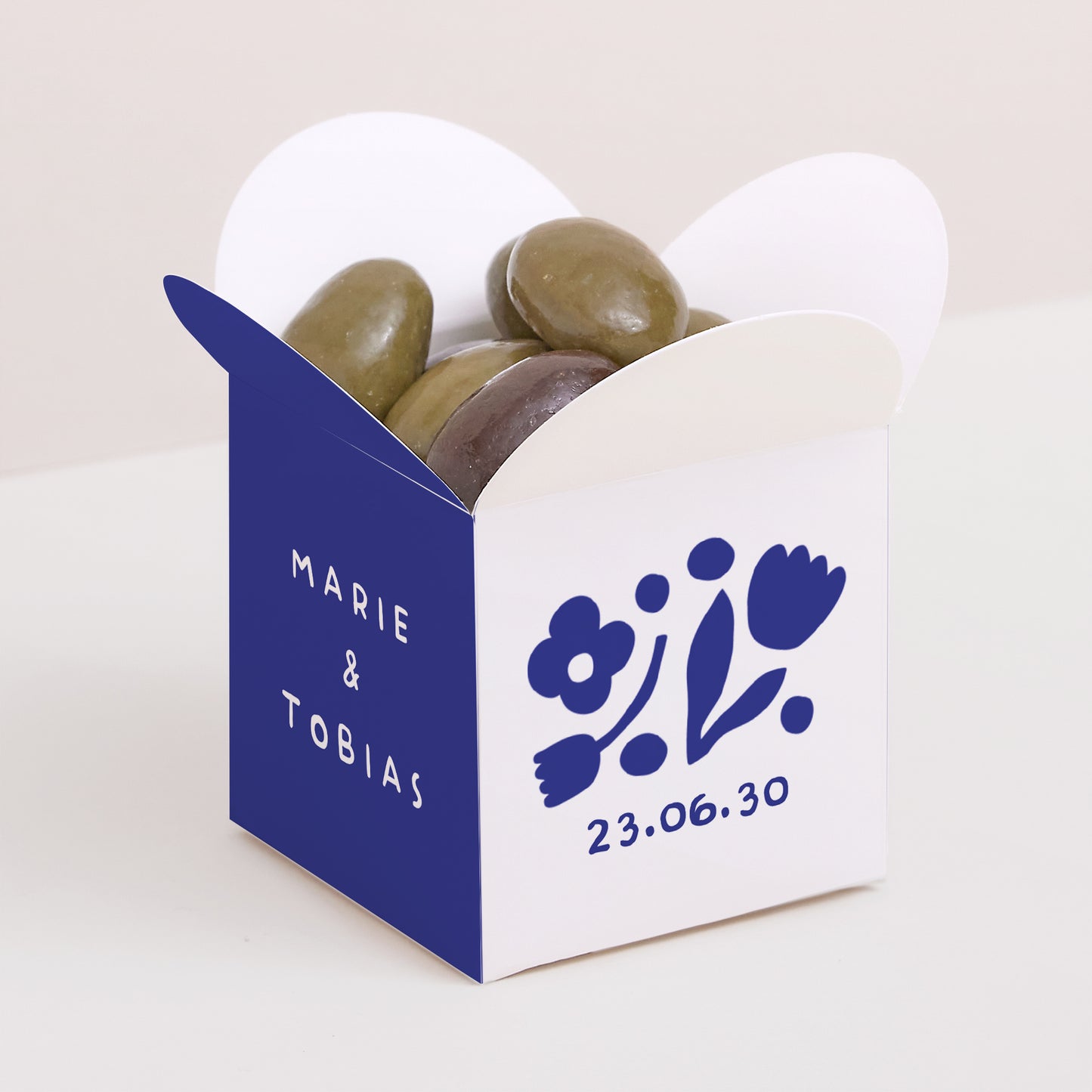 Geschenkbox Hochzeit Schmetterlingsöffnung Blau Majorelle foto N° 1