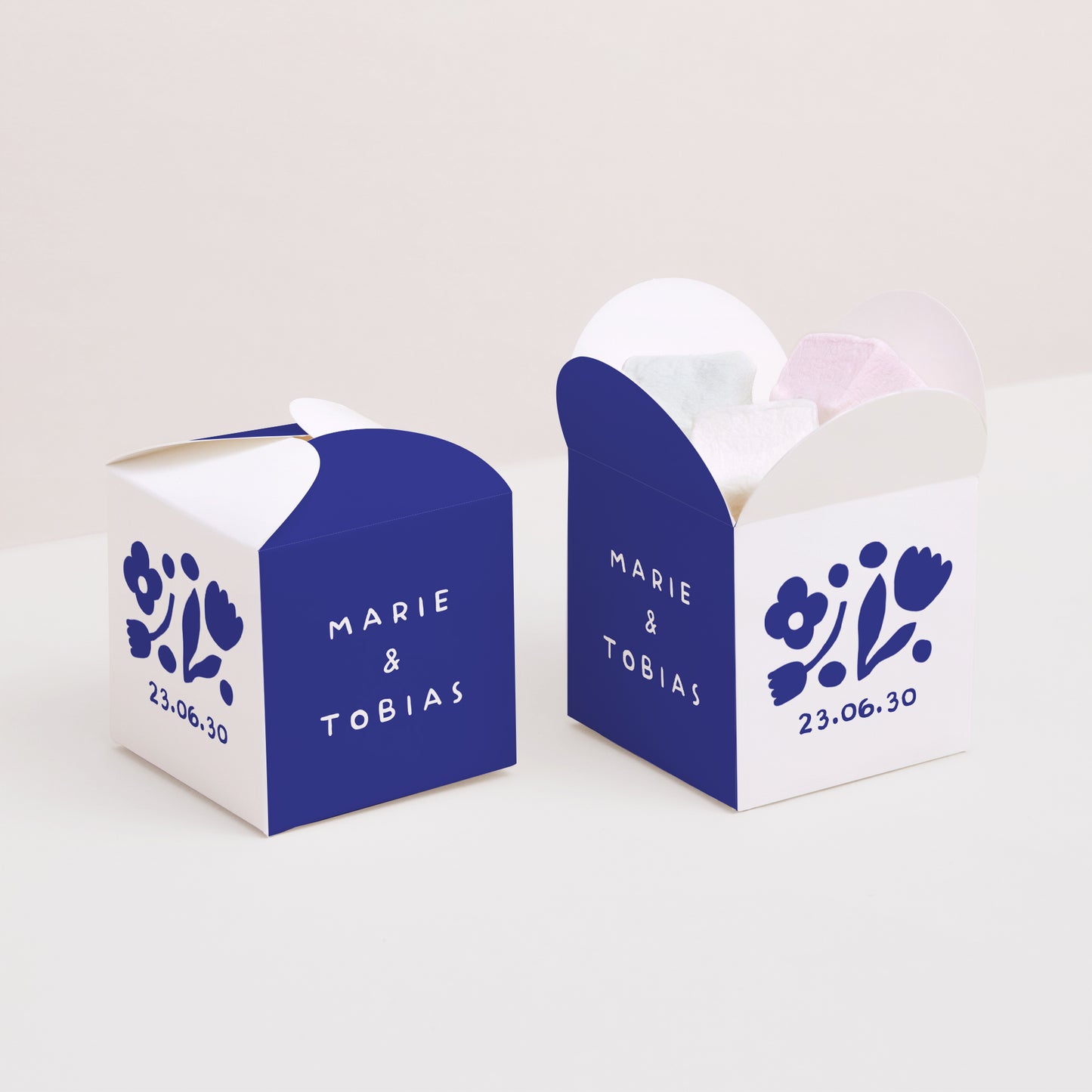 Geschenkbox Hochzeit Schmetterlingsöffnung Blau Majorelle foto N° 2