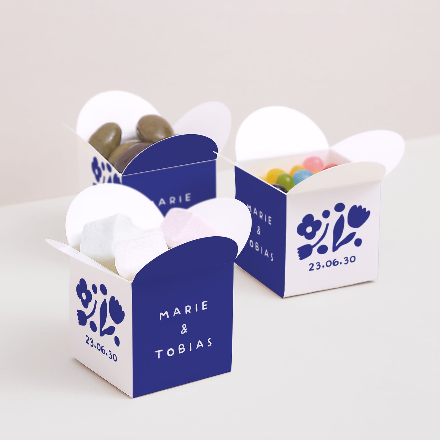 Geschenkbox Hochzeit Schmetterlingsöffnung Blau Majorelle foto N° 3