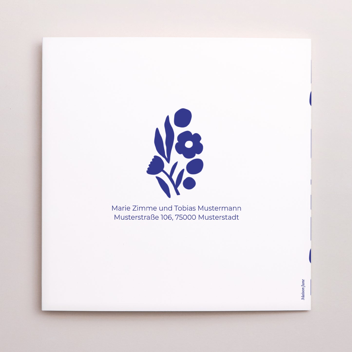 Dankeskarte Hochzeit Doppelflügiges Quadrat Blau Majorelle foto N° 3