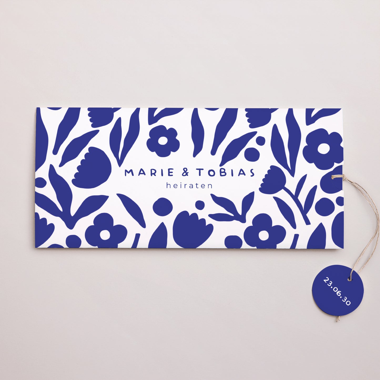 Einladungskarte Hochzeit Mappe 2 Karten, Etikett Blau Majorelle foto N° 1