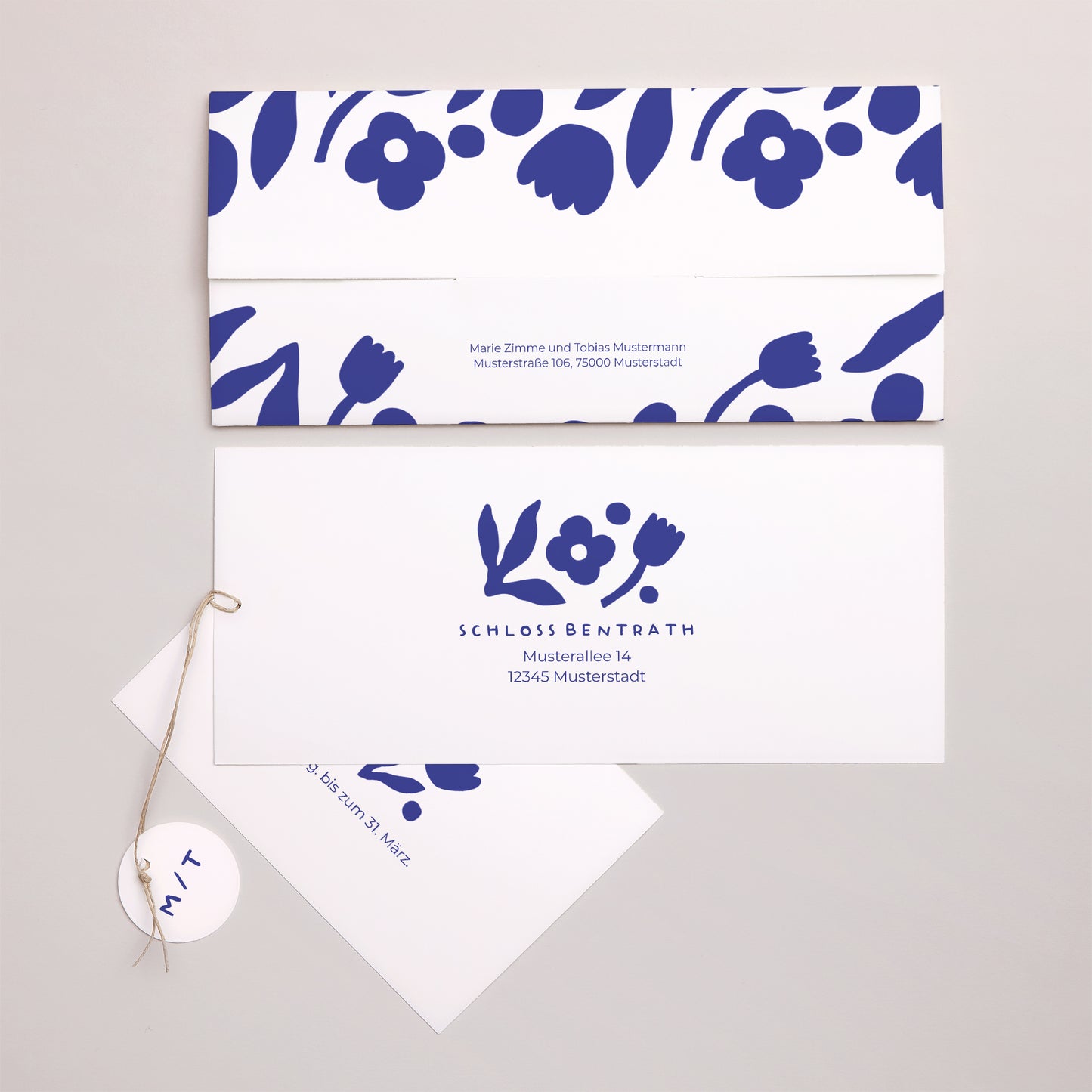 Hochzeitseinladung Mappe 2 Karten, Etikett Blau Majorelle foto N° 4