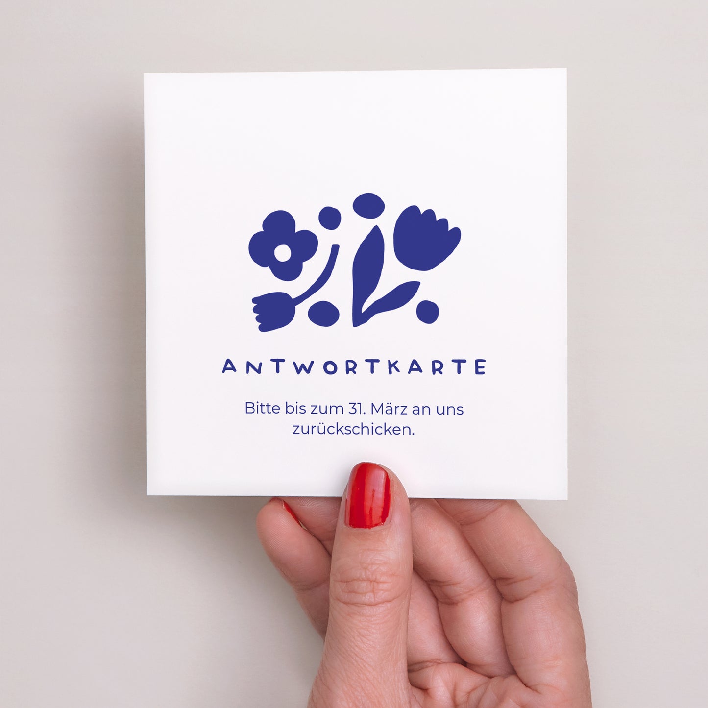 Antwortkarte Hochzeit Quadrat Blau Majorelle foto N° 2