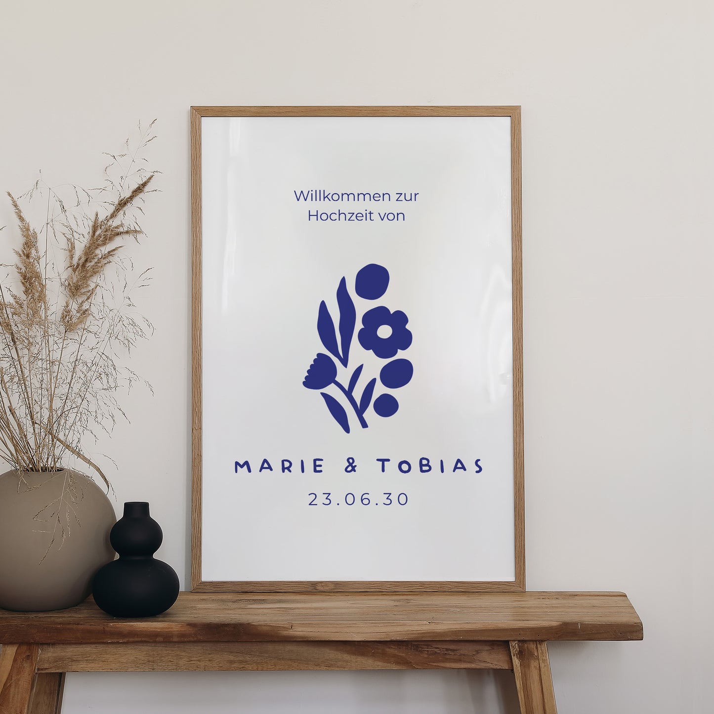 Begrüßungstafel Hochzeit Porträt 60 x 90 cm Blau Majorelle foto N° 2