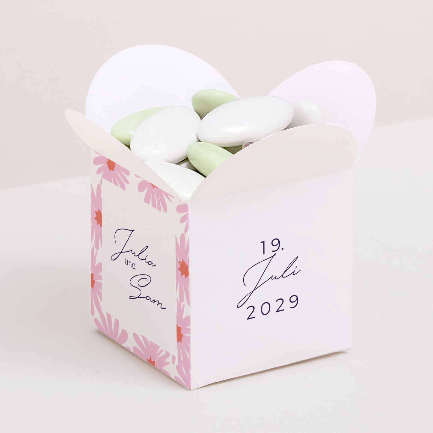 Geschenkbox Hochzeit Schmetterlingsöffnung Blumen Pop III foto N° 1